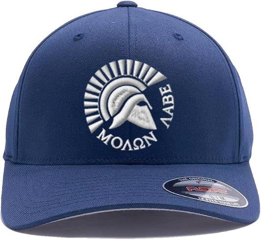 Spartan Warrior Helmet Molon Labe - Come and Take It Custom Embroidered Flex Fitted Baseball Hat