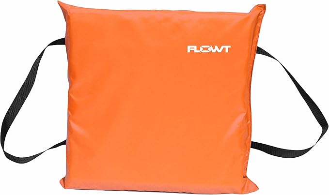 Flowt Boat Seat Cushion and Throw Cushion for Boat Safety – USCG Approved Type IV, Life Cushion for Boat, Durable, Comfortable Boat Seat Cushions for Kayaks, Paddle Board, Canoe and Boating - Orange