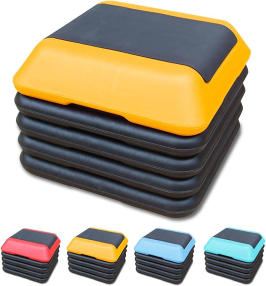 Exercise Aerobic Step Platform,Adjustable Height Fitness Stepper Stackable Risers, Aerobics Stepper Workout Stepper for Gym Home Cardio Strength & Training