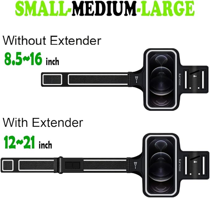 Phone Holder for Running, Karvense Phone Arm Bands for Running Exercise Workout Jogging, Cell Phones Armband for iPhone 16 Pro/16/16e/15 Pro/15/14 Pro/14/13 Pro/13/12, Samsung Galaxy S/A, to 6.3''