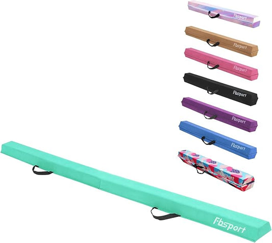 FBSPORT 8ft/6ft Balance Beam: Folding Floor Gymnastics Equipment for Kids Adults,Non Slip Rubber Base, Gymnastics Beam for Training, Practice, Physical Therapy and Professional Home Training