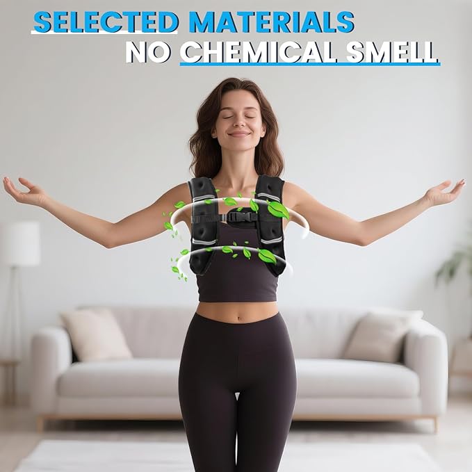 Weighted Vest, 6lb/8lb/12lb/16lb/20lb/30lb for Men, Women with Reflective Stripe, Weight Vests Adjustable for Workout, Strength Training, Running, Fitness, Muscle Building, Weight Loss