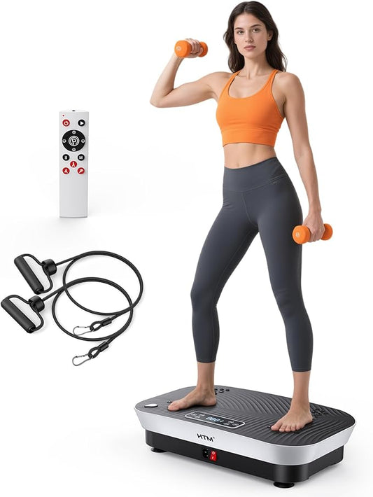 Vibration Plate Exercise Machine - 180 Speed Levels, 350 lbs Weight Capacity, Remote Control, Portable Whole Body Workout Platform for Weight Loss, Lymphatic Drainage, Home Gym Fitness Equipment