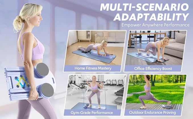 Pilates Reformer Board - Home Gym Workout Set for Core & Full Body Training, Pilates Exercise Equipment, Ab Machone, Compact Fitness Gear for Strength, Toning & Weight Loss