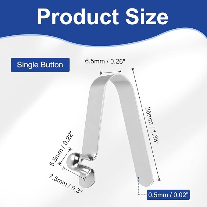 HARFINGTON Single Button Kayak Paddle Snap Spring Clip Spring Steel V-Shaped Hollow Lift Telescopic Locking Tube Pole Clips for Tent Umbrella Camping