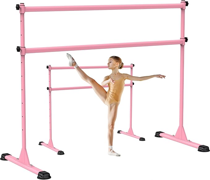 Dolibest Freestanding Ballet Bar, Height Adjustable Ballet Bar, Heavy Duty Dance Bar, with Non-Slip Rubber Pads, Enhanced Stability, Dance/Yoga/Fitness Stretching Bar, Ideal for Kids and Adults