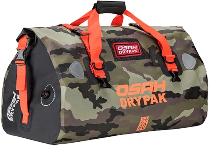 Waterproof Duffel& Luggage Bag - Motorcycle Dry Bag Tail Saddle Bags with Roll Top Closure,Large Storage Space,for Camping, Kayaking, Fishing & Traveling(Jungle, 40L)