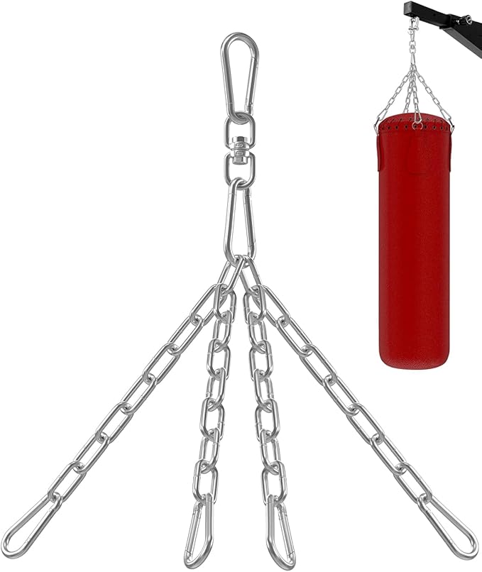 Yes4All Punching Bag Hanger, Stainless Steel Swivel Chain with 4 Snap Hooks for Heavy Bag, Gym Swing, Trapeze, and Hammock