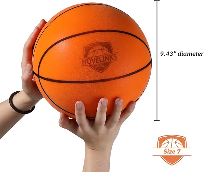 novelinks Silent Basketball Indoor Noiseless Basketball Higher Bounce Training Quiet Ball PU Foam Ball for Indoor Training and Activities
