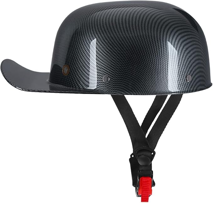 Vintage Retro Open Face Motorcycle Helmet Baseball Cap Half Helmets Men Women for Moped Cap Jet Scooter Street Cruiser with Mask Glasses - DOT Certified