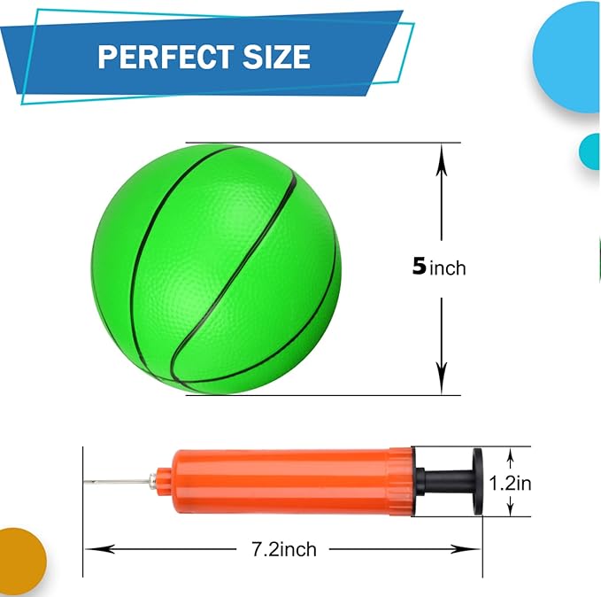 6 Inch PVC Mini Basketball for Indoor Hoops, Soft 6" Rubber Small Replacement Basketball for Over Door Hoop, Sand Beach Toy Balls, Little Pool Basketballs for Kids Toddler(4 PCS with Air Pump)