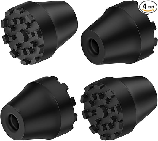 supregear Replacement Rubber Tips for Trekking Poles and Walking Sticks, Anti-Slip Shock-Absorbing Black Feet Caps, Universal Fits 11 mm Standard Hiking Canes and Collapsible Walkers