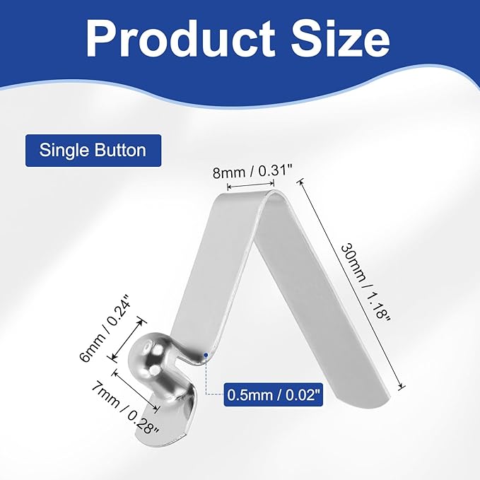 HARFINGTON Single Button Kayak Paddle Snap Spring Clip Spring Steel V-Shaped Hollow Lift Telescopic Locking Tube Pole Clips for Tent Umbrella Camping