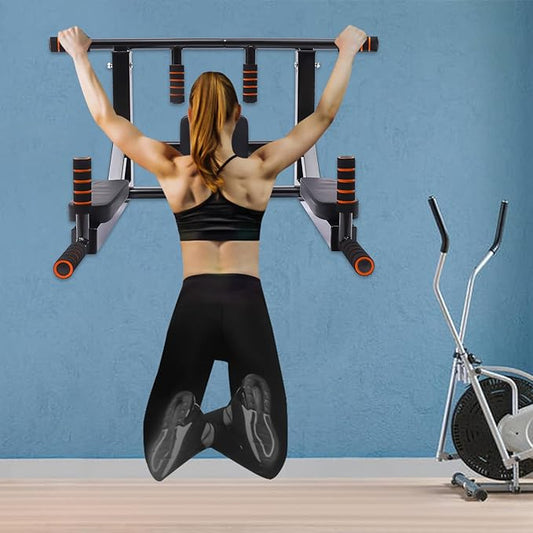 Wall Mounted Pull Up Bar Chin Up bar Multifunctional Dip Station for Indoor Home Gym Workout, Heavy Duty Steel Pipe Maximum weight 440 Lbs