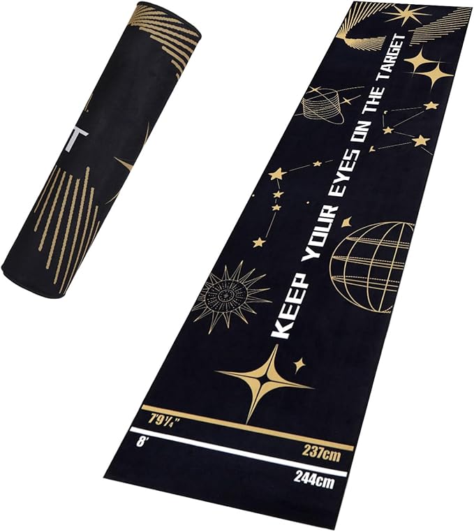 Professional Darts Mat with Oche Line System & Throw Lines – Premium Dart Mat for Floor Steeldart & Soft Darts | 260x60 cm | with Throwing Line - Ideal as a Gift