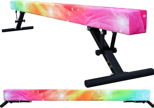 Adjustable Balance Beam Gymnastics Beam 8 FT Adjustable Height Beams for Kids, High and Low Floor Beams,Gymnastics Equipment for Kids Adults Training at Home and Gym Center