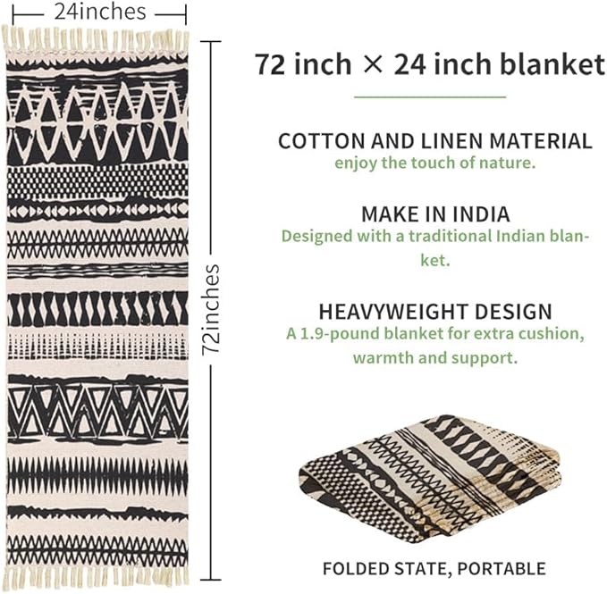 nuveti Cotton Yoga Mat - Absorbent, Grippy Tight Weave, Ashtanga & Hot Yoga Rug, Helps with Slippery Hands & Feet
