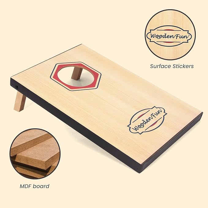 Cornhole Game Set Bean Bag Toss MDF 16"x11"- Built-in Storage, Convenient Carry Handles and 8 Premium Bean Bags, Great for Indoor & Outdoor Play