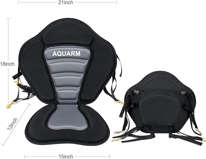 Deluxe Padded Kayak Seat with Adjustable Backrest - Universal Fit for Canoe, Fishing Boat & More