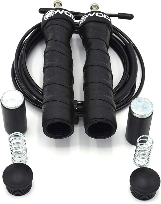 WOD Nation Weighted Jump Rope for Women & Men - 1 Pound (1LB) Adjustable Heavy Speed Jump Rope Handles with Removable Weights 4Crossfit, Cross Training, Boxing.