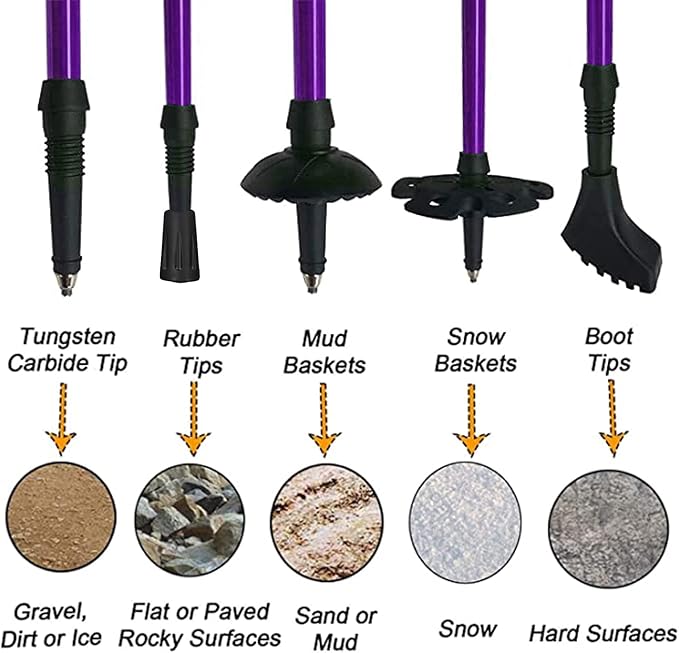 Aihoye Trekking Poles Shock Absorbing Adjustable Hiking or Walking Sticks for Hiking Collapsible Strong, 2-pc Pack Lightweight Walking Pole, All Terrain Accessories and Carry Bag