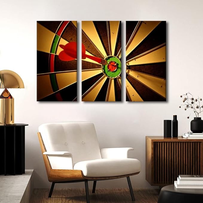3 Panel Canvas Wall Art for Bedroom Dart Target Wall Art for Living Room Hit the Target Wall Art Decor Inspirational Decor Artwork Rustic Decor for Home Walls Giclee Framed Ready to Hang - 24"Wx36"H