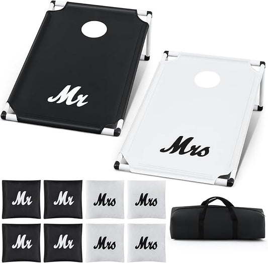 Wedding Portable Cornhole Games Set, PVC Framed Corn Holes Kit-2 Cornhole Boards, 8 Corn Hole Bean Bags and Carrying Case for Wedding Game Beach Yard Toss Indoor Outdoor Camping Party (3x2ft)