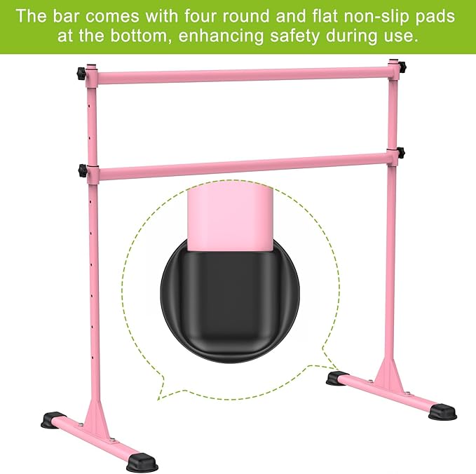 Dolibest Freestanding Ballet Bar, Height Adjustable Ballet Bar, Heavy Duty Dance Bar, with Non-Slip Rubber Pads, Enhanced Stability, Dance/Yoga/Fitness Stretching Bar, Ideal for Kids and Adults