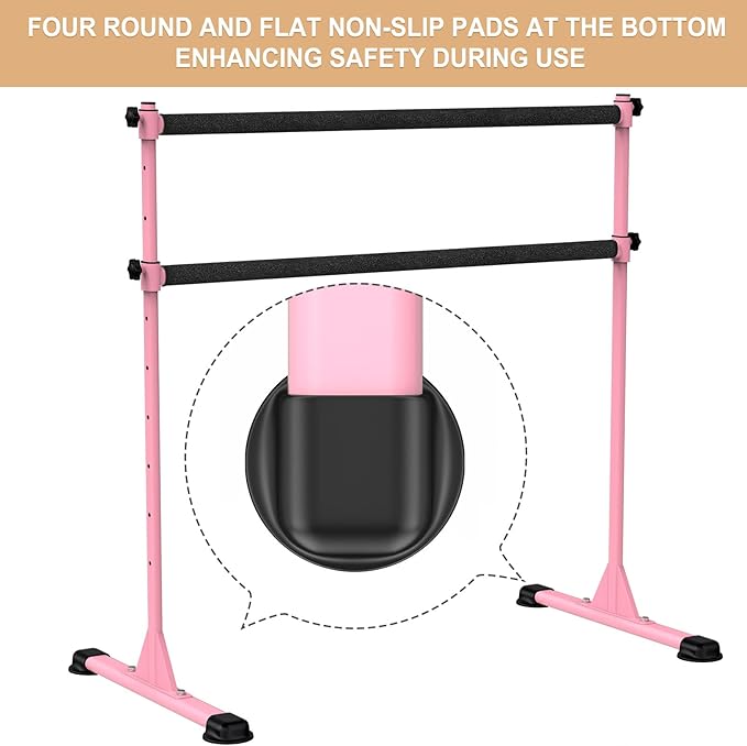 Height Adjustable Ballet Barre, Heavy Duty Freestanding Dance Bar, Anti-Slip Sturdy for Kids & Adults, Ideal for Home, Ballet, Fitness, Yoga
