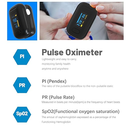 Oximeter, Pulse Oximeter, Oximeter with Alarm, Fingertip Pulse Oximeter, Oxygen Monitor Fingertip, HD OLED Display Oximetro with Batteries & Lanyard (Royal Black)