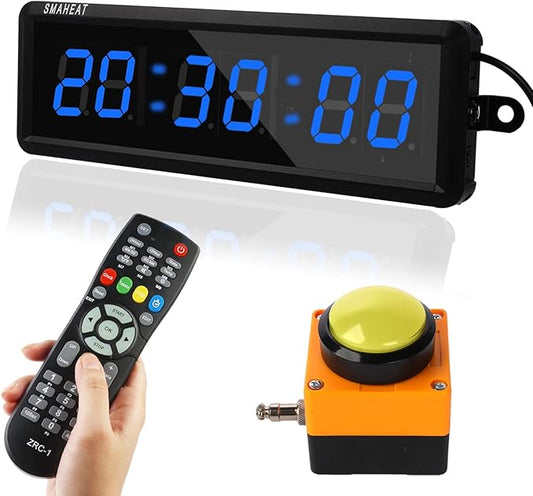 Fitness Timer with Stopwatch Button, Suitable for School/exam/Home Exercise/Gym/Gym SMAHEAT Electronic Fitness Timer (1.5 inch six-bit All-Blue)