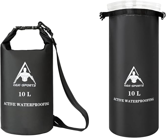 Oak-Sports Dry Bag Waterproof Backpack 5L/10L/20L, Roll Top Lightweight Beach Bag with Double Zipper Seal for Swimming, Kayaking, Hiking, Boating, Adjustable Shoulder Strap