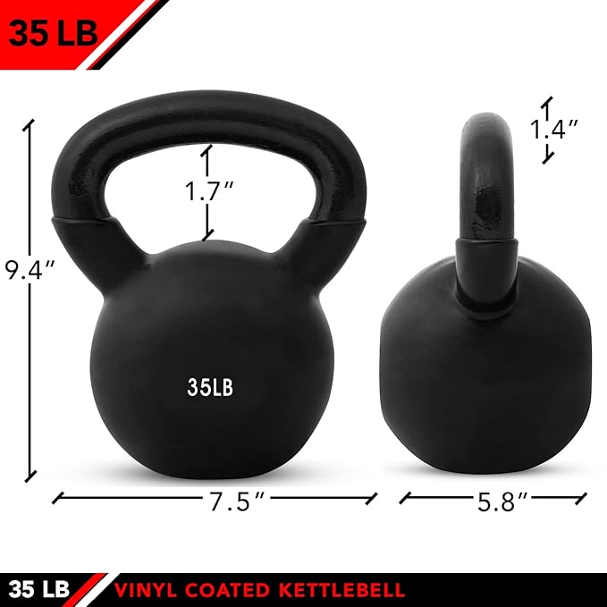 JFIT Kettlebell Weights Vinyl Coated Iron, 35 LB