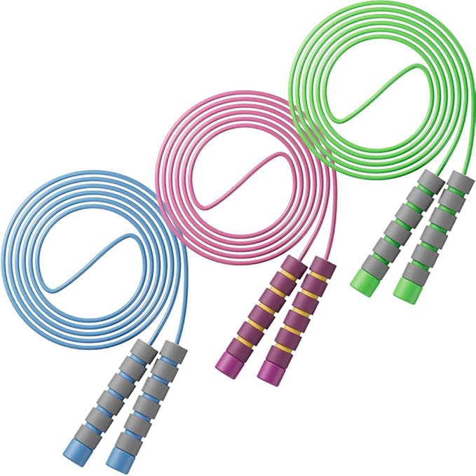 Adjustable Jump Ropes for Kids & Teens - Colorful Skipping Ropes with Soft Foam Handles - Ideal for Outdoor & Indoor Play, Fun Games Activity, Fitness, Exercise, and Party Favors