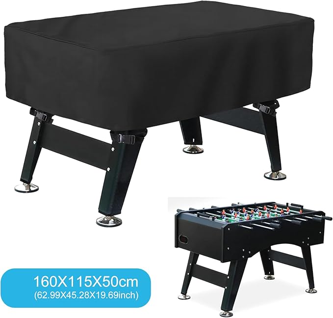 Outdoor Soccer Foosball Table Cover Waterproof Dustproof Universal Patio Coffee Chair Billiard Game Room Cover Black 300D Oxford Cloth 63 x 45.3 x 19.7 Inch