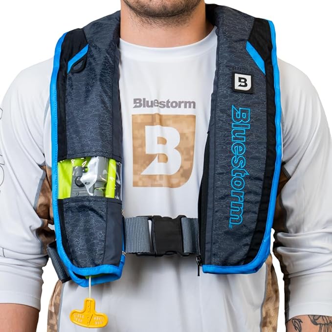 BLUESTORM Stratus 35 Inflatable Life Jacket PFD for Adults | US Coast Guard (USCG) Approved Automatic Self Inflating Life Vest Preserver with Manual Ripcord