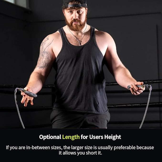 Hererope Weighted Jump Ropes for Men & Women, 1 LB Jump Rope Weighted With Ball-bearing, No-Slip Grip, Durable Steel Cable, Heavy Jump Rope Designed for Fitness, High-Intensity Strength Workouts, crossfit