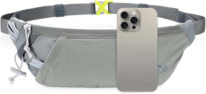 INOXTO Slim Running Belt Fanny Pack for Women and Men Sports Waist Bag Pack with 300ml Water Bottle for Running Walking Cycling Hiking Reflective Running Pouch Belt for All Phones (Gary)