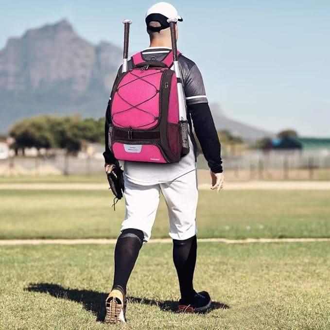 Baseball Bag Softball Backpack - Youth Adult T Ball Bat Equipment Bag with Bat Helmet Holders, Shoe Compartment