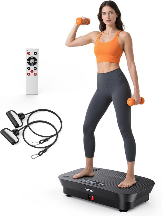 Vibration Plate Exercise Machine - 180 Speed Levels, 350 lbs Weight Capacity, Remote Control, Portable Whole Body Workout Platform for Weight Loss, Lymphatic Drainage, Home Gym Fitness Equipment