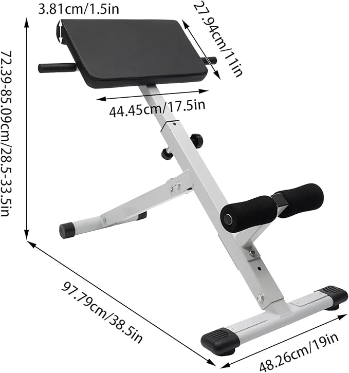 Fitness Roman Chair Training Hyperextension Bench Exercise 5 Levels Adjustable Sport Roman Chair Back MAX 300LBS for Home, Gym, Hotel, School, and Other Occasions