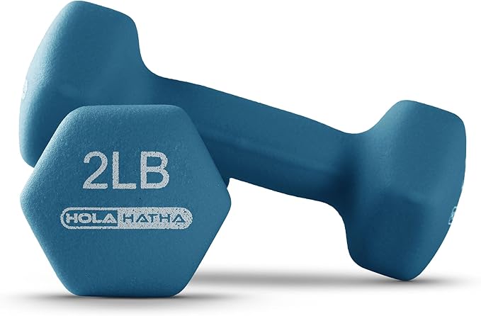 HolaHatha 2, 3, 5, 8, and 10 Pound Neoprene Dumbbell Free Hand Weight Set with Rack, Ideal for Home Exercises to Gain Tone and Definition, Pastel