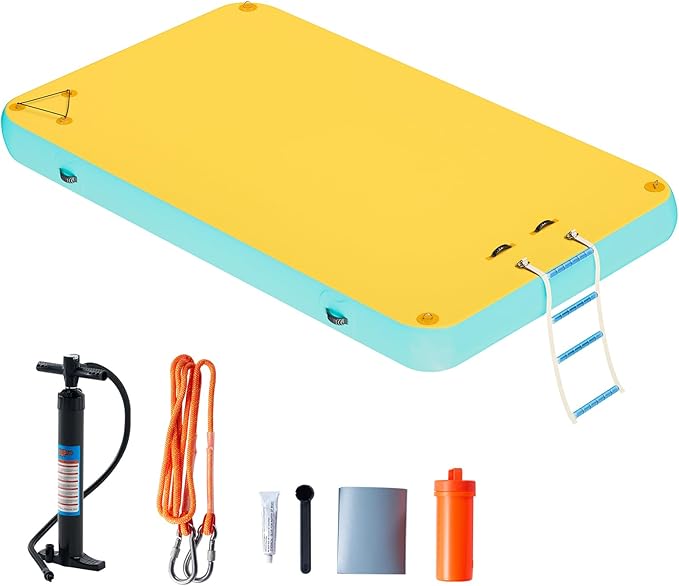 Specraft Inflatable Floating Dock, Non-Slip Air Dock Platform loating Island Raft with Rope Ladder for Pool Lake Beach Ocean