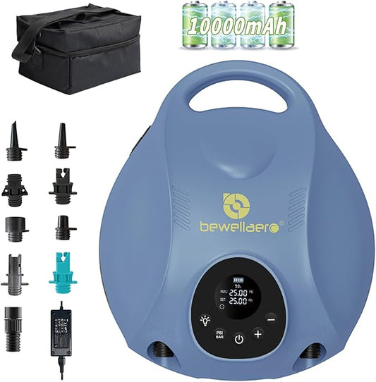 Paddle Board Pump Rechargeable Sup Air Pump Electric Portable with 10000mAh Battery, 25PSI High Pressure Inflator & Deflator for Inflatable Stand Up Paddleboards Kayak Boats Tents