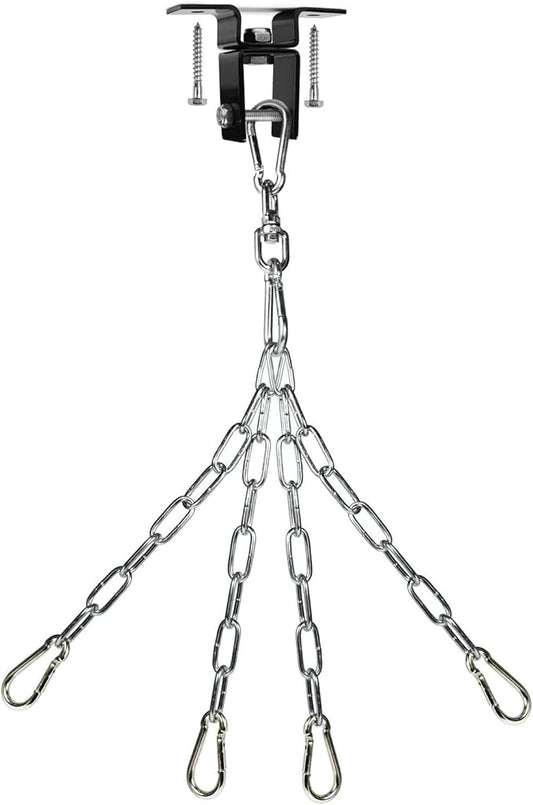 Yes4All Punching Bag Hanger, Stainless Steel Swivel Chain with 4 Snap Hooks for Heavy Bag, Gym Swing, Trapeze, and Hammock