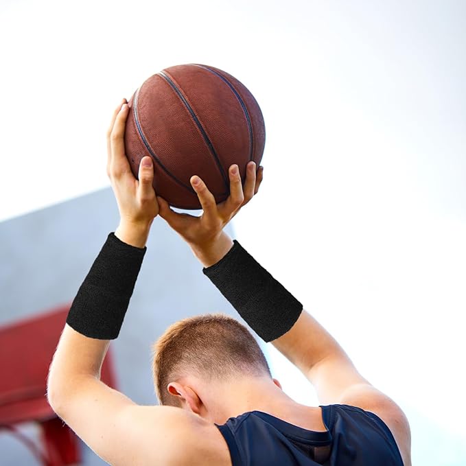 WILLBOND 6 Inch Wrist Sweat Bands for Men Women Tennis Elastic Athletic Long Sweatband Wrist Absorbent for Basketball Tennis Running Outdoor Activity