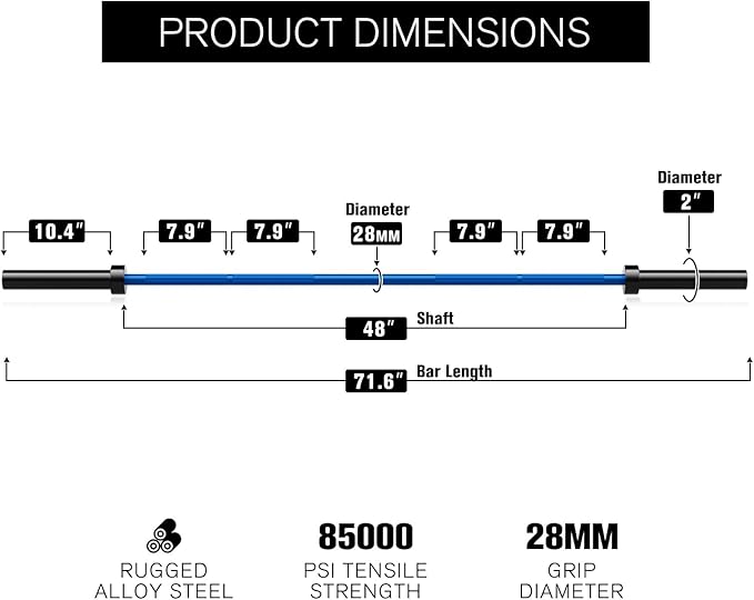 RitFit Barbell Weight Set - 4/6FT Olympic Barbell with Weight Plates (55-275LB Total) - Weightlifting Equipment for Squats, Curls, Deadlifts, Presses, Hip Thrusts
