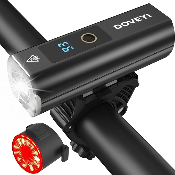Bike Lights Front and Back, 5000 mAh USB Rechargeable Bicycle Lights, Super Bright 1200 Lumen Bike Headlight and Taillight Set for Night Riding, Cycling Accessories for Road and MTB