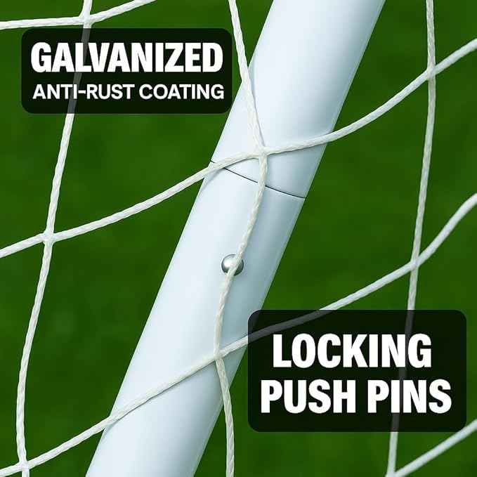 Vallerta® Official Size Steel Soccer Goal. Heavy Duty Frame w/Net. Tournament, Regulation Size. Professional Portable Practice Training Aid.