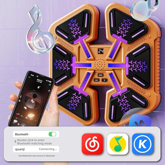 Music Boxing Machine With Gloves, Wall Mounted Intelligent Trainer for Kids, Game Equipment Workout Punching Machine for Teenagers Boys Girls Gifts